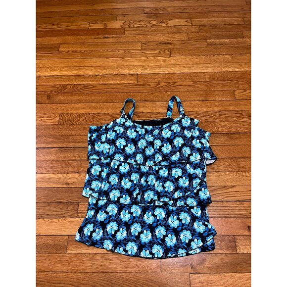 Coldwater Creek Tankini Tank Top Women's Plus Size 24W Blue Floral Layered - Picture 1 of 4
